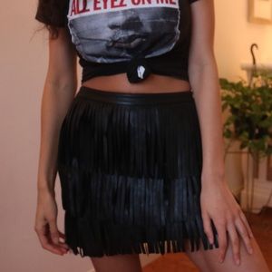 Leather Fringe Skirt